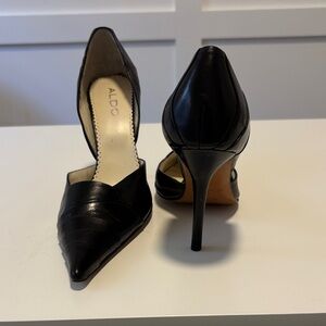 Aldo Elegant Black Pointed Leather Heels